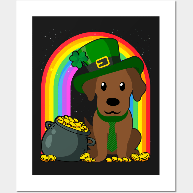 German Pointer Rainbow Irish Clover St Patrick Day Dog Gift design Wall Art by theodoros20